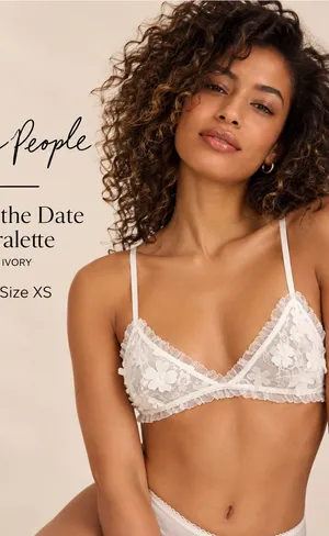 Free People Save the Date Ivory Floral Lace Bralette Bra XS thumbnail 1