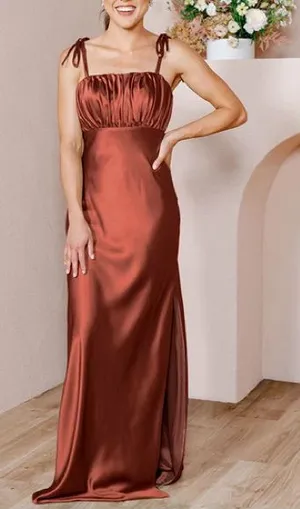 Revelry Brooke Terracotta Satin Maxi Dress Size 6 thumbnail 1