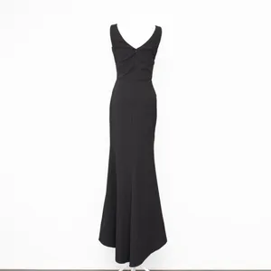 Betsy & Adam. Christine Scuba Crepe Ruffled‎ Bow Gown. thumbnail 3