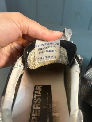 Golden Goose Black Leather Sneakers with Silver Glitter Panels | Size 37 US 7 thumbnail 13