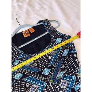 Tory Burch Camilla Dasha Silk Blue and Black Print Dress Size 4 thumbnail 4