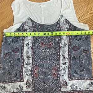Maurices White and Blue Paisley Tank Top with handkerchief edge thumbnail 5
