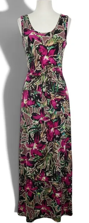 Artelier Nicole Miller Maxi Dress Womens L Floral Purple Sleeveless EUC thumbnail 1