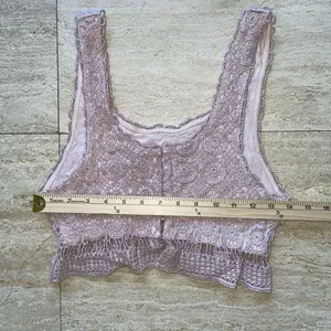 Wet Seal Lined Lace Crop‎ Tank Top Size M Boho Pink thumbnail 4