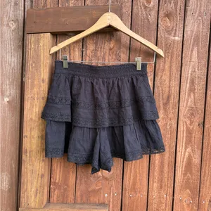 Altar’d State Black Ruffle Layered Lavender Trim Shorts thumbnail 2