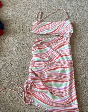 Princess Polly Cut-Out Mini Dress Multi-colored (pink and green) thumbnail 1