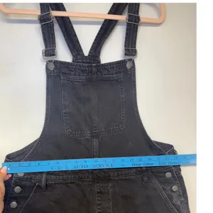 Madewell Denim Short Overalls Black‎ Wash Raw Hem XL Women's Shortalls thumbnail 7