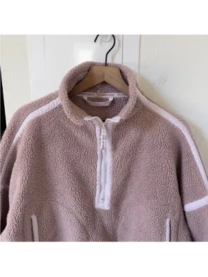 Free People Mountain High 1/2 Zip Fleece Pullover in Neutral Mauve thumbnail 4