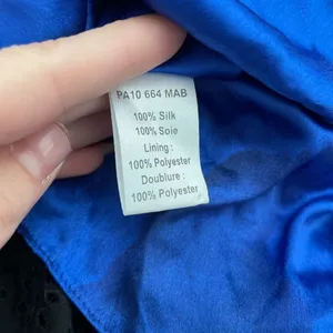 Parker Silk Beaded Sequins Geometric Cocktail Mini Dress Sz‎ Small Blue Silver thumbnail 3