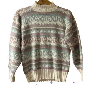Vintage Adele Colorful Patterned Women's Sweater Pink Size M thumbnail 1