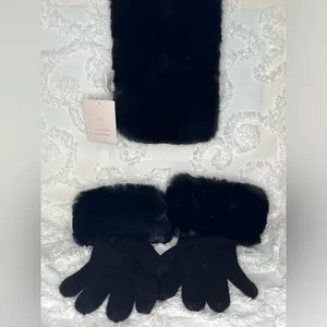 Lc Lauren Conrad • Black Faux Fur Scarf & Gloves • Nwt thumbnail 1