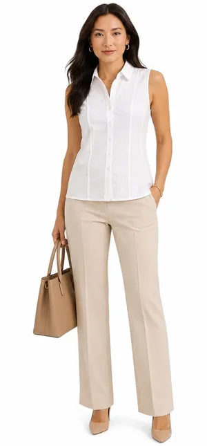 Calvin Klein White Sleeveless Button Front Collared Top Blouse Size Medium NWT thumbnail 1