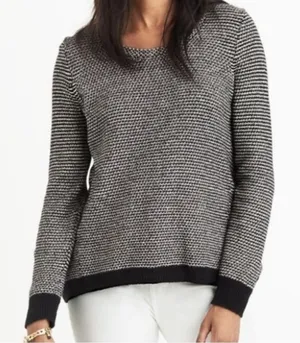 Madewell Riverside Pullover Crew Sweater in Dotweave Black & White Size Medium thumbnail 1
