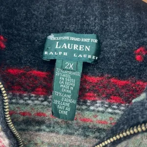 Ralph Lauren | L-XL | Hand Knit Lambswool 1/4 Zip Pullover Mock Neck Sweater thumbnail 2