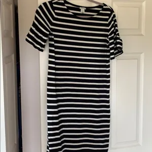 J.Crew Black & White Striped Ruffle Sleeve Dress – XS thumbnail 3