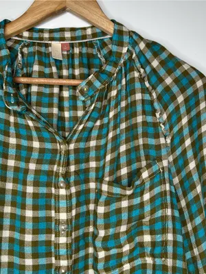 Pilcro Anthropologie Camisa Breezy Ruffle Button Down Shirt Size Large thumbnail 3