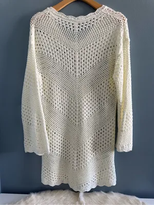 Anrabess Women’s Crochet Swimsuit Cream Cover Up thumbnail 6