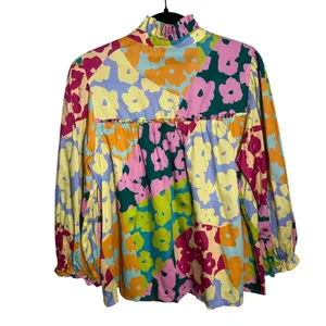 Crosby by Mollie Burch Cotton Floral Blouse Women's Sz. L thumbnail 5