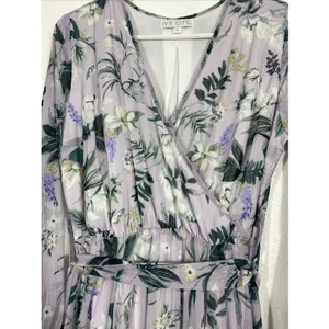 Ivy City Co Sweet Caroline Floral Maxi Dress Size M Lavender Wrap Smocked Sleeve thumbnail 5