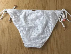 New Victoria’s Secret Vintage Crocheted Bikini Swimsuit Bottoms White Medium thumbnail 6