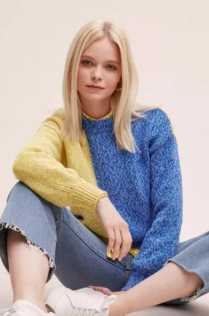 Anthropologie Chinti & Parker Colourblocked‎ Jumper Sweater Blue Yellow Small thumbnail 1