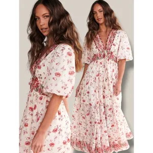 Free People Dainty Ethereal Cottage Floral Lysette Maxi Dress Medium Bohemian thumbnail 8