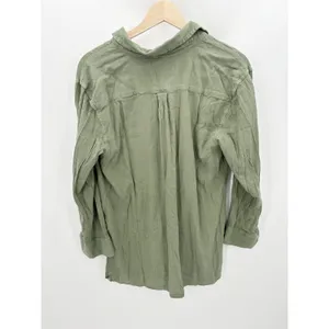Aerie Women XS Green Long Sleeve Button Front‎ Cotton Blend Shirt G24 thumbnail 2