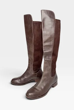 Cole Haan Brown Leather And Suede Knee High Riding Boots Size 6B thumbnail 1