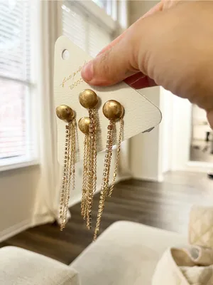 Free People Brandy‎ Fringe Pin Set NWT Gold thumbnail 4