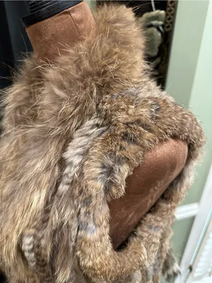 Real Rabbit Fur Vest – Brown Beige Natural Fur – Size M thumbnail 7