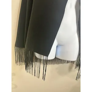 Lavish Alice Black Fringe Cape Blazer Jacket Split Sleeve Open Front ‎ XS thumbnail 3