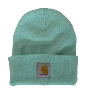Carhartt Beanie Mint Green Logo OS Knit Foldover‎ Warm Outdoors thumbnail 1