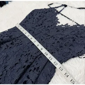 NEW ASTR Lace A-Line Midi Dress in Navy Blue Small thumbnail 5