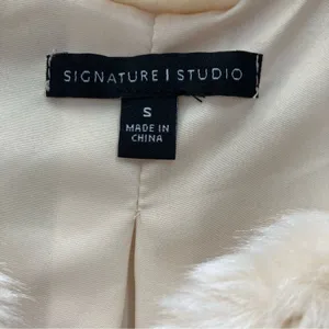Signature Studio Women's Vest Sz S‎ Cream Faux Fur Open Front thumbnail 6
