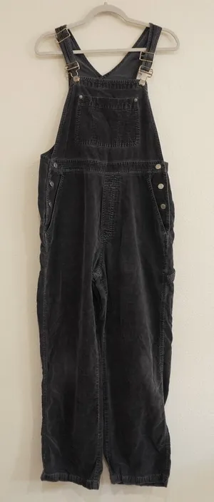 Gap Women's Size Medium Overalls Black Vintage Velvet Corduroy Bib Jumpsuit thumbnail 1