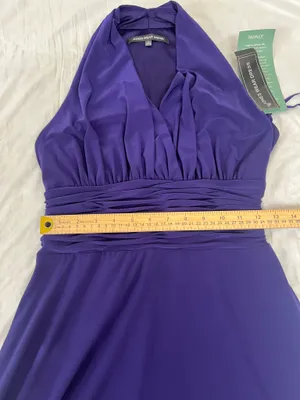 Jones Wear Halter V-Neck Midi Dress in Deep Purple size 8 thumbnail 10