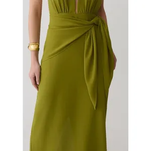 Meshki Maxi Dress Halter Gianna Size S Olive Green thumbnail 9