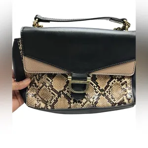 Nine West Women’s Black beige snakeskin, faux leather handbag with Chain strap thumbnail 4