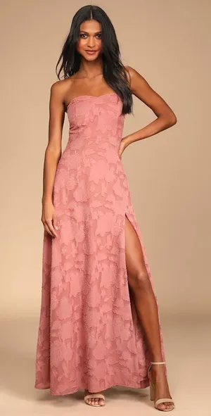 NWT Lulus Garden of Romance Rusty Rose Burnout Maxi Dress Gala Banquet Size XL thumbnail 1
