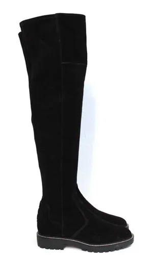 Tory Burch Black Suede Logo Miller Over the Knee Tall Logo Boot Shoes Size 7.5 thumbnail 1