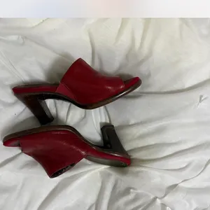 Aerosoles Red leather chunky heel mules thumbnail 3