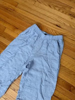 Tahari linen wide lounge elastic waist baby pullover XL Blue pants casual beachwear thumbnail 2