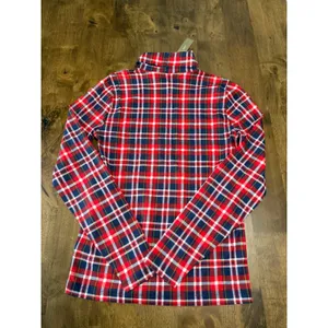 NWT‎ Womens J. Crew tissue turtleneck red navy white plaid 100% cotton size M thumbnail 2