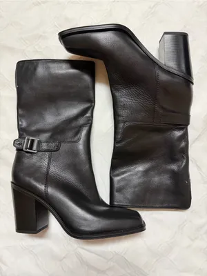 Franco Sarto Black Leather Slip on Boots(Size 8.5M) thumbnail 3
