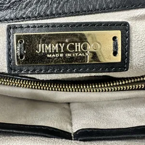 Jimmy Choo Satchel Bag Womens Large Black Leather Top Handle Work Purse Italy thumbnail 5