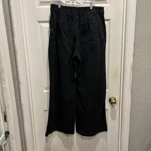 Garage Denim Black Wide Leg Elastic Waist Jeans Size 13/31 Organic Cotton Mix thumbnail 6