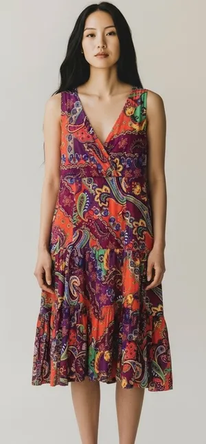Ralph Lauren Vintage Bohemian Colorful Paisley Sundress thumbnail 1