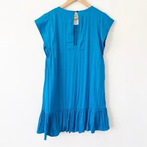 Anthropologie Maeve Blue Pleated Drop Waist Tunic Boho Babydoll Mini Dress thumbnail 8