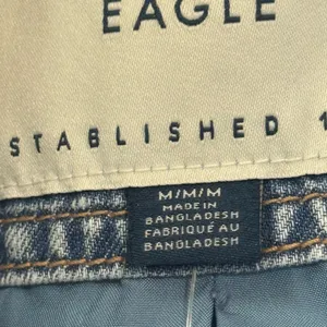 American Eagle Cropped Denim Jacket Women’s Medium Blue Puff Sleeve Button Front NWT thumbnail 9