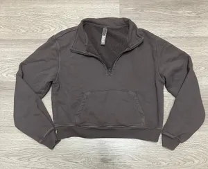 SKIMS French Terry Shrunken Half Zip In Iron thumbnail 1